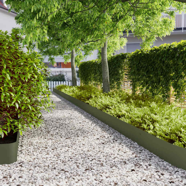 Bordes césped 30 uds acero laminado frío verde oliva 20x103 cm D