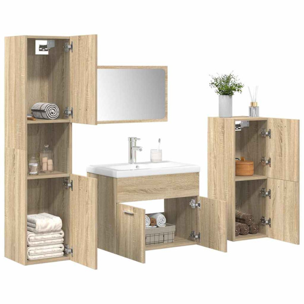 Juego de muebles de baño 5 pzas madera ingeniería roble Sonoma D