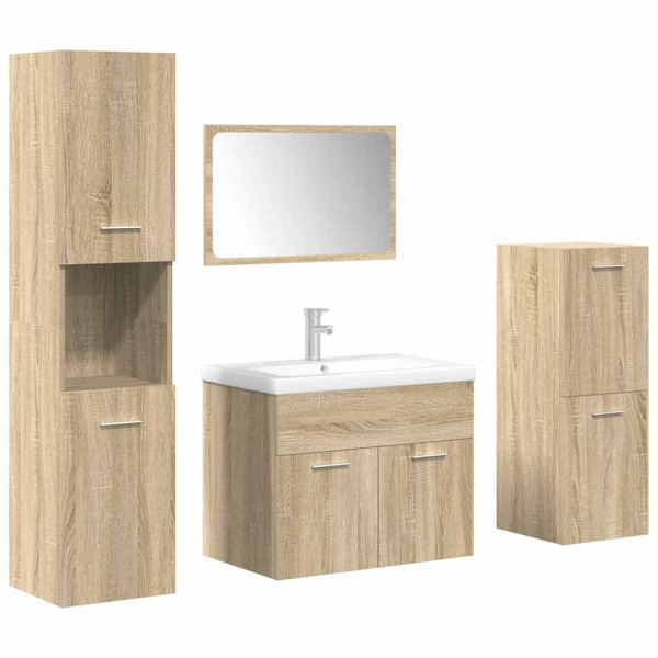 Juego de muebles de baño 5 pzas madera ingeniería roble Sonoma M 2