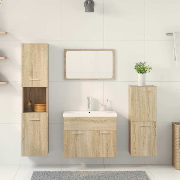 Juego de muebles de baño 5 pzas madera ingeniería roble Sonoma M 3