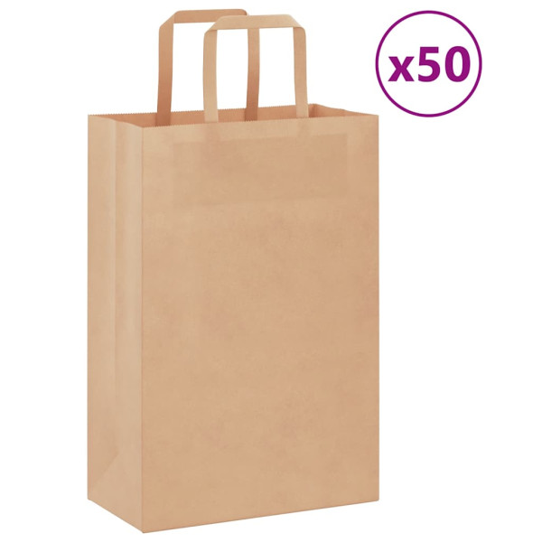 Bolsas de papel kraft con asas 50 uds marrón 21x11x31 cm D