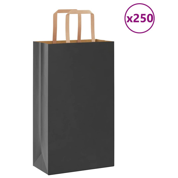 Bolsas de papel kraft con asas 250 uds negra 21x11x36 cm D