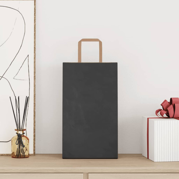 Bolsas de papel kraft con asas 250 uds negra 21x11x36 cm M 2