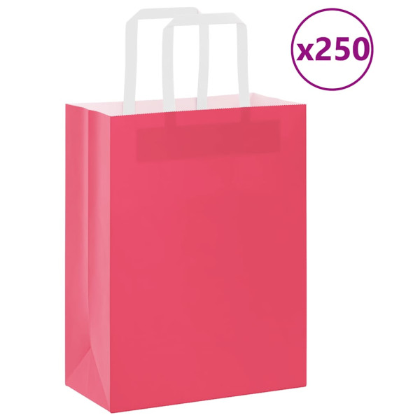 Bolsas de papel kraft con asas 250 uds rosa 21x11x28 cm D