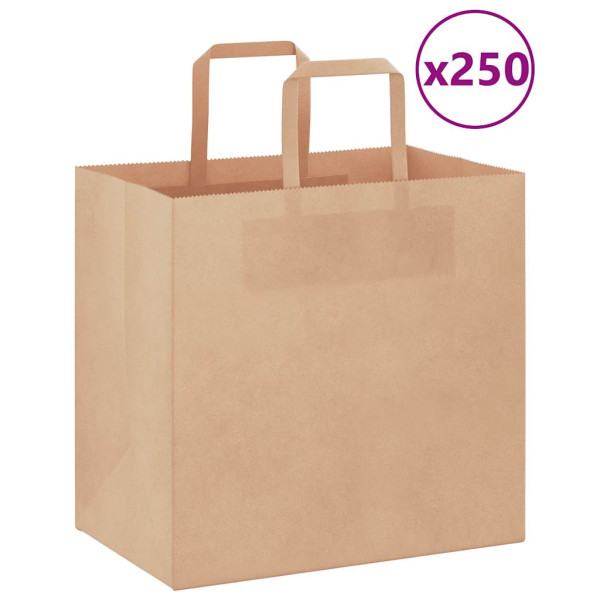Bolsas de papel kraft con asas 250 uds marrón 26x17x25 cm D