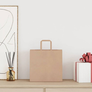 Bolsas de papel kraft con asas 250 uds marrón 26x17x25 cm H