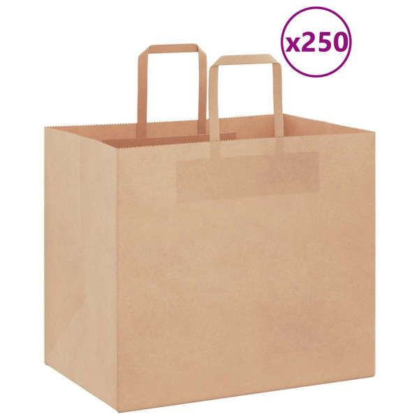 Bolsas de papel kraft con asas 250 uds marrón 32x22x28 cm D