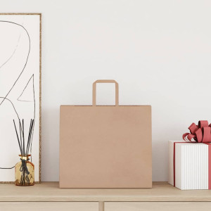 Bolsas de papel kraft con asas 250 uds marrón 32x22x28 cm H
