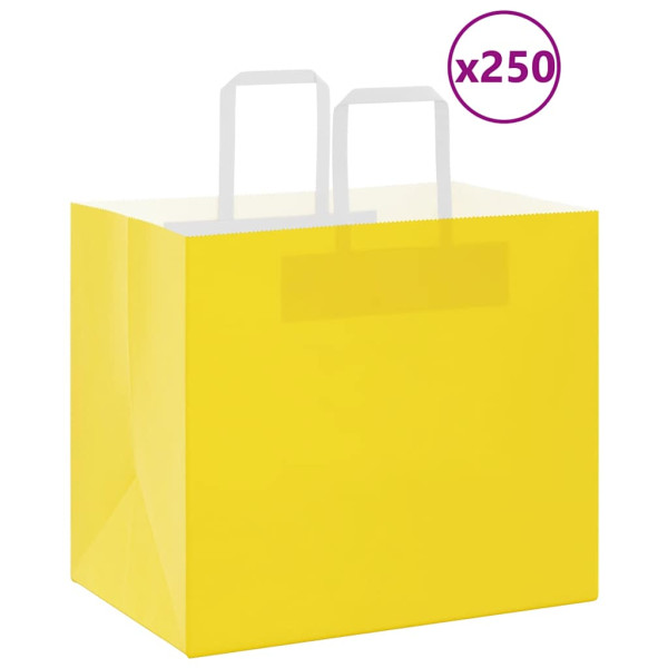 Bolsas de papel kraft con asas 250 uds amarillas 32x22x28 cm D