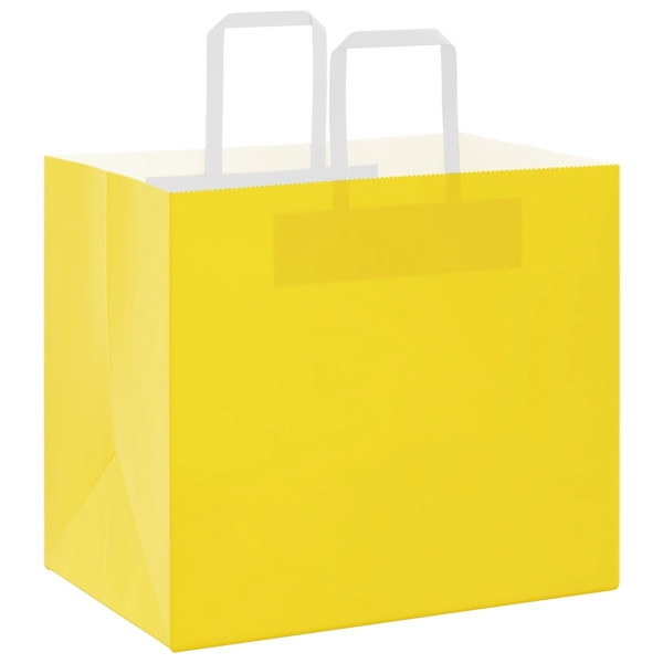 Bolsas de papel kraft con asas 250 uds amarillas 32x22x28 cm M 3
