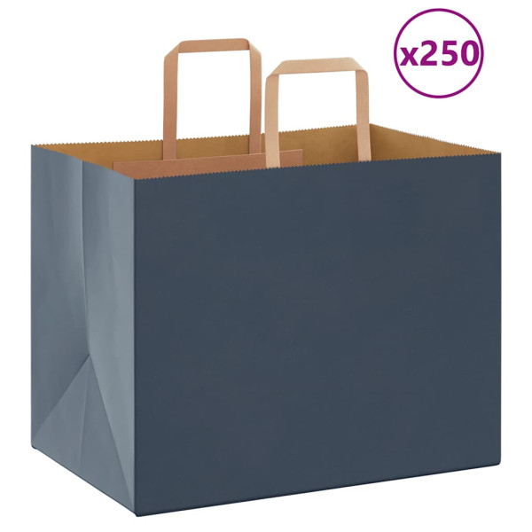 Bolsas de papel kraft con asas 250 uds azul 32x22x24 cm D