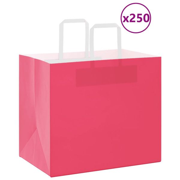 Bolsas de papel kraft con asas 250 uds rosa 32x22x28 cm D