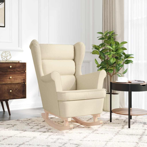 Cadeira de baloiço 74x90x102 cm tecido cor creme M 3