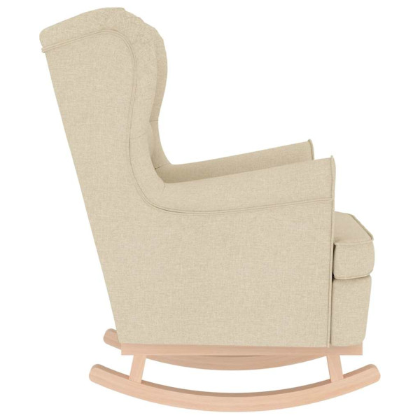 Silla mecedora de tela crema 74x90x102 cm M 5