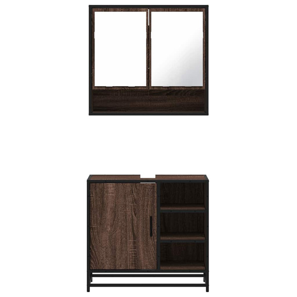 Set de muebles baño 2 pzas madera contrachapada marrón roble M 5