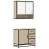 Set de muebles de baño 2 pzas madera contrachapada roble Sonoma 2