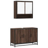 Set de muebles baño 2 pzas madera contrachapada marrón roble 2