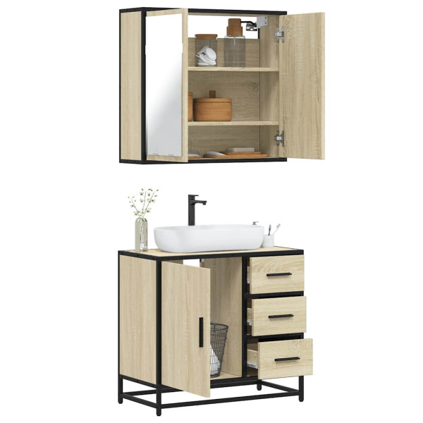 Set de muebles de baño 2 pzas madera contrachapada roble Sonoma D