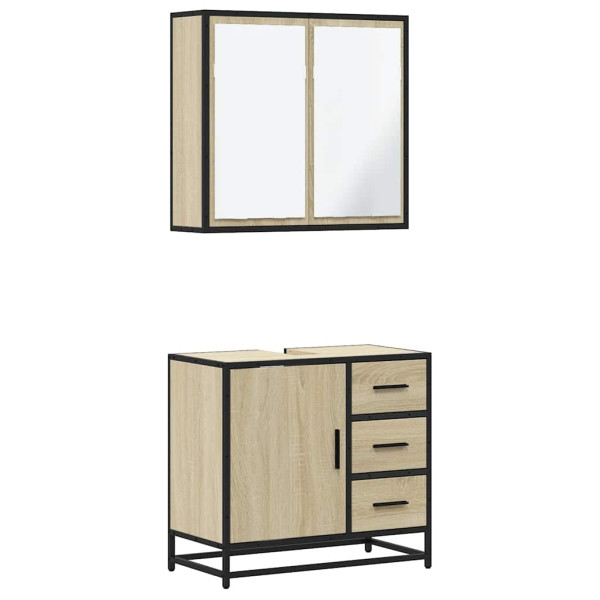 Set de muebles de baño 2 pzas madera contrachapada roble Sonoma M 2