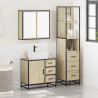 Set de muebles de baño 3 pzas madera contrachapada roble Sonoma 3