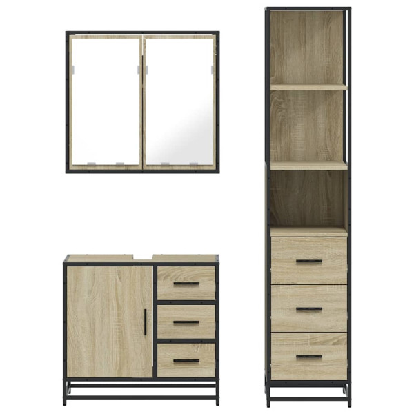 Set de muebles de baño 3 pzas madera contrachapada roble Sonoma M 5