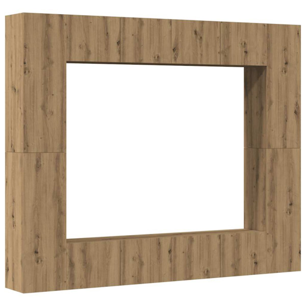 Muebles de TV de pared 8 uds madera ingeniería roble artesanal M 2