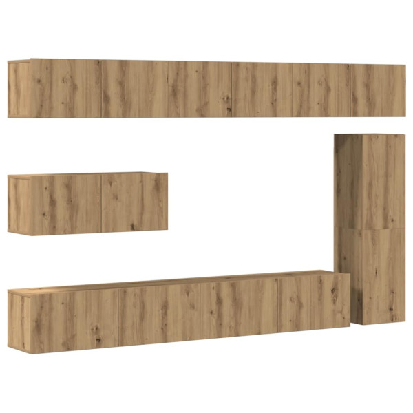 Mueble para TV de pared madera contrachapada artesanal 7 piezas M 2