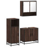 Set de muebles baño 3 pzas madera contrachapada roble marrón 2