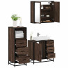 Set de muebles baño 3 pzas madera contrachapada roble marrón 1