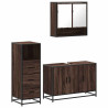 Set de muebles baño 3 pzas madera contrachapada roble marrón 2