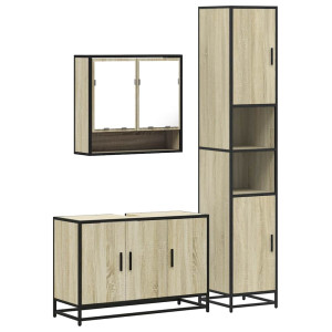 Set de muebles de baño 3 pzas madera contrachapada roble Sonoma H