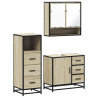 Set de muebles de baño 3 pzas madera contrachapada roble Sonoma 2