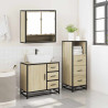 Set de muebles de baño 3 pzas madera contrachapada roble Sonoma 4