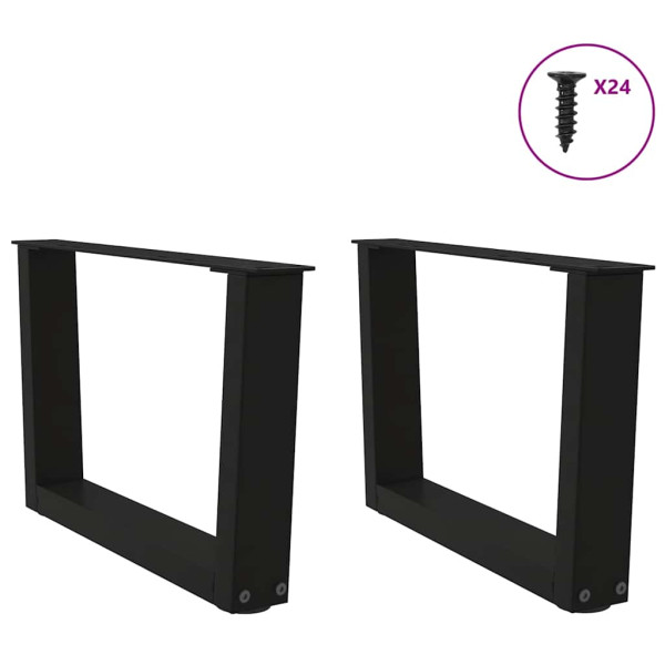Patas para mesa de comedor forma V 2 uds negro 60x(30-31.3) cm M 3