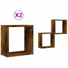 Estantes cubo de pared 2 unidades roble ahumado 30x15x30 cm 2