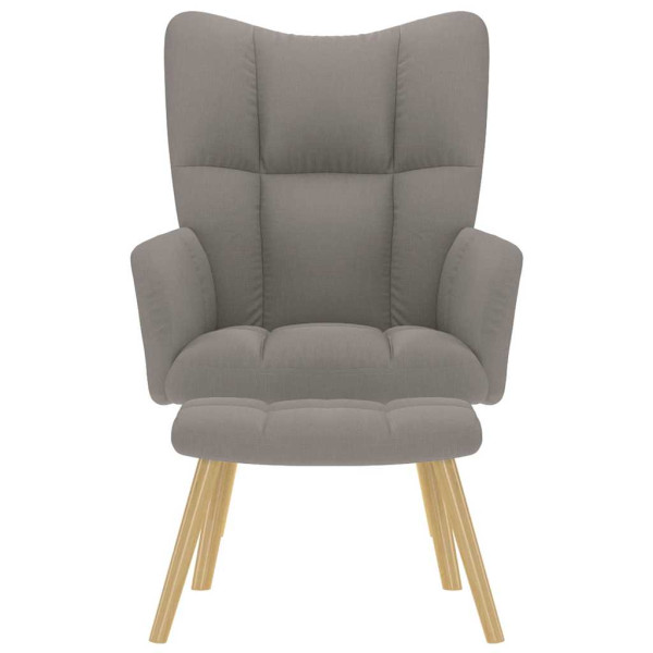 Sillón de relax con taburete de tela gris taupé M 4