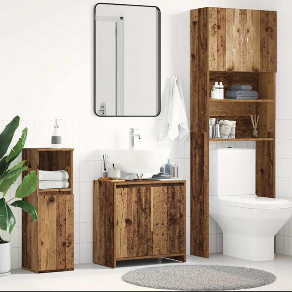 Armario para lavabo de baño madera ingeniería envejecida M 3