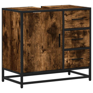 Mueble de baño para lavabo roble ahumado 65x33x60 cm H