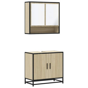 Set de muebles de baño 2 pzas madera contrachapada roble Sonoma H