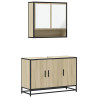 Set de muebles de baño 2 pzas madera contrachapada roble Sonoma 2