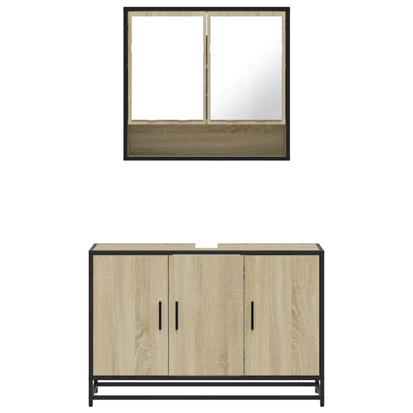 Set de muebles de baño 2 pzas madera contrachapada roble Sonoma M 5