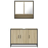 Set de muebles de baño 2 pzas madera contrachapada roble Sonoma 5