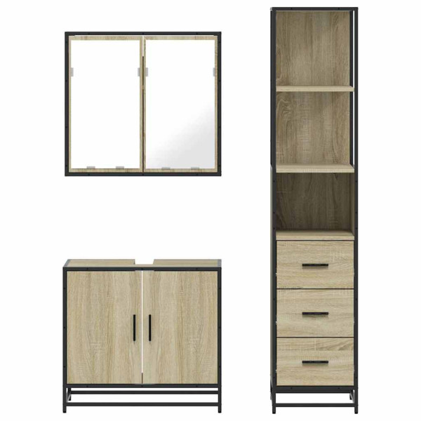 Set de muebles de baño 3 pzas madera contrachapada roble Sonoma M 5