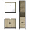 Set de muebles de baño 3 pzas madera contrachapada roble Sonoma 5