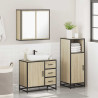Set de muebles de baño 3 pzas madera contrachapada roble Sonoma 4