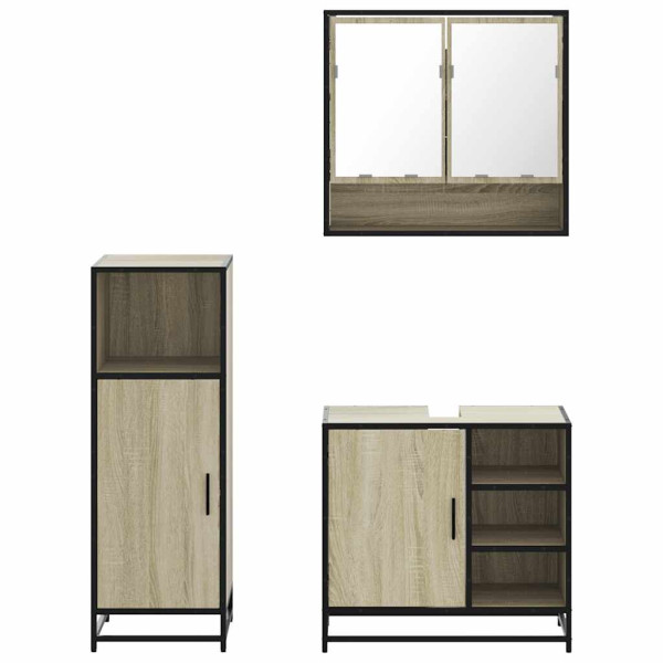 Set de muebles de baño 3 pzas madera contrachapada roble Sonoma M 5