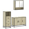 Set de muebles de baño 3 pzas madera contrachapada roble Sonoma 2