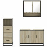 Set de muebles de baño 3 pzas madera contrachapada roble Sonoma 5