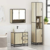 Set de muebles de baño 3 pzas madera contrachapada roble Sonoma 4