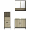 Set de muebles de baño 3 pzas madera contrachapada roble Sonoma 5